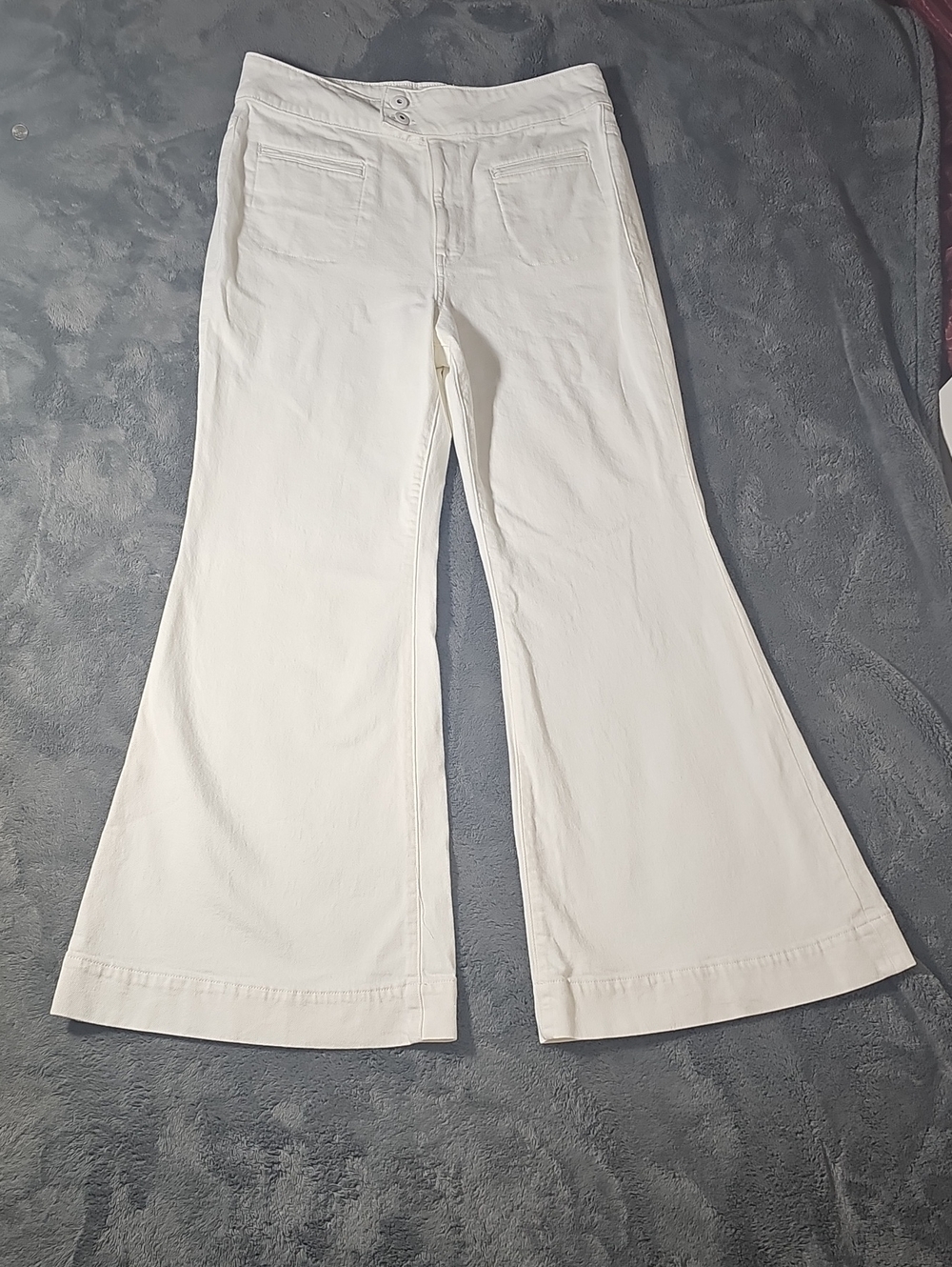 Ryegrass Women's White High-Waisted Wide-Leg Flare Pants Plus Size 14